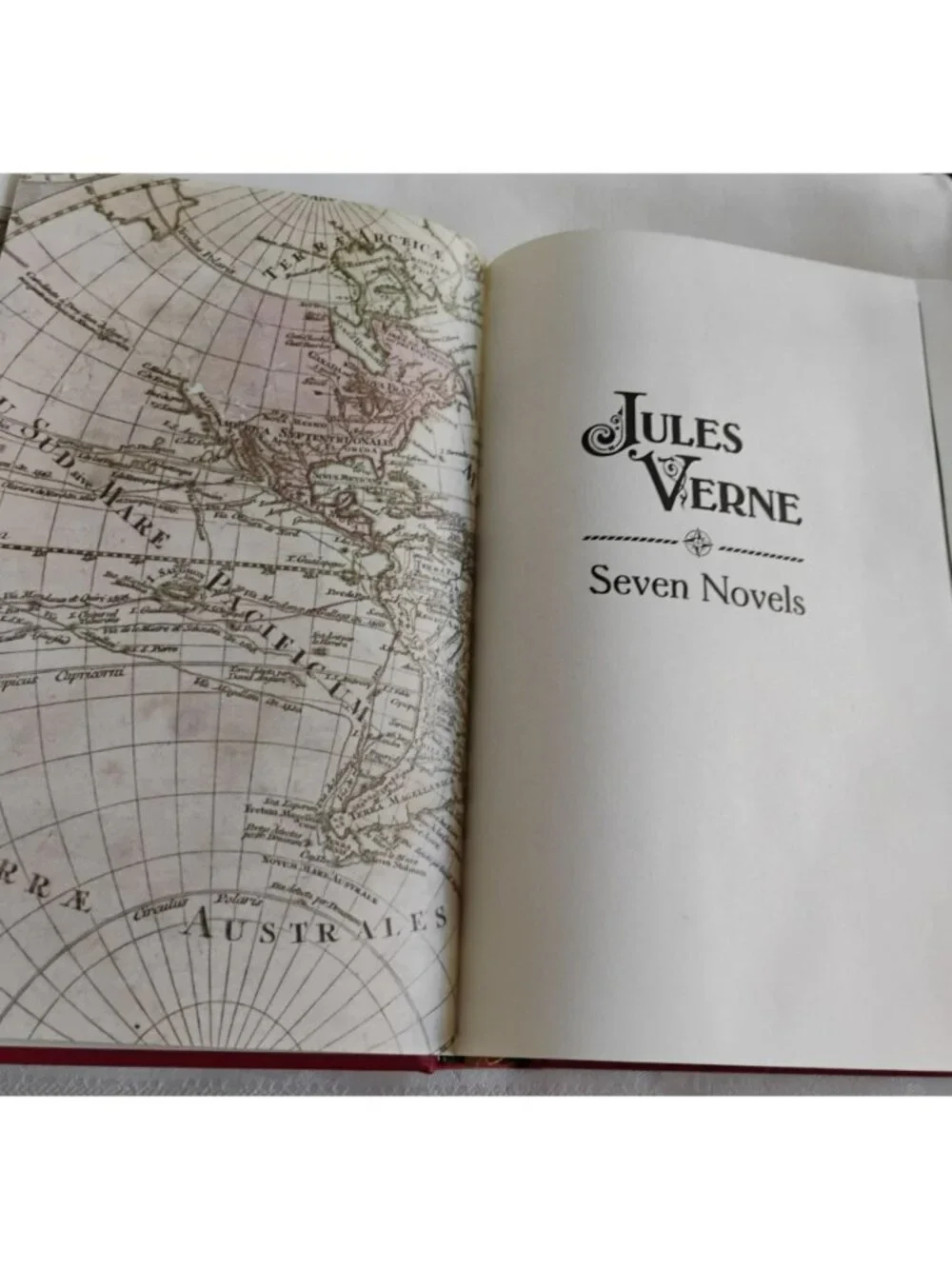 Jules Verne Seven Novels Hardcover, Barnes & Noble 2010 Leather Red Gilt Cover